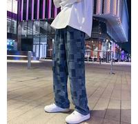 Pantalone dritto uomo stile casual con design patchwork a quadri accattivante