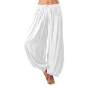Pantalone harem donna per caldo coulisse vita cotone lino poliestere