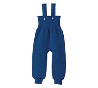 Pantalone in lana Merino con pettorina e bretelle col. blu navy