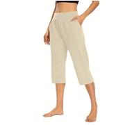 Pantalone in lino Pigiama da donna in cotone largo, pantaloncini larghi in vita elastica 7/8 pantaloni con tasche pantaloni casual pantaloni da donna, estivi, pantaloni da yoga, pantaloncini leggeri