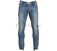PAYPER Los Angeles Pantalone da Uomo Taglio Jeans Misto Denim Tasche Laterali Chiusura con Zip Gamba Slim Effetto Consumato (Light Blue, 46)