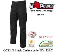 Pantalone lavoro tela di cotone elasticizzato ESTIVO OCEAN U-POWER Black Carbon