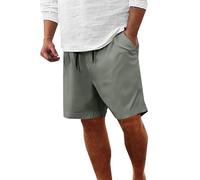 Pantalone Lino Uomo Elegante Bermuda Estivi Comodo Vestibilità Larga Pantalone Corto Cotone Mare Regular Fit Pantaloni Corti In Vita Traspirante Eleganti Shorts Da Spiaggia Casual Jogging Ampia