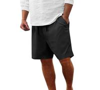 Pantalone Lino Uomo Elegante Bermuda Estivi Comodo Vestibilità Larga Pantalone Corto Cotone Mare Regular Fit Pantaloni Corti In Vita Traspirante Eleganti Shorts Da Spiaggia Casual Jogging Ampia