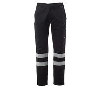 Pantalone Lungo Unisex, multistagione, con Bande Riflettenti in Cat.1 Payper Art. Worker Reflex 100% Cotone in Twill Rinforzato (S, Nero)