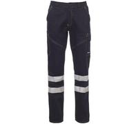 Pantalone lungo unisex, multistagione, con bande riflettenti in cat.1 Payper art. WORKER REFLEX 100% COTONE in Twill rinforzato (XXL, BLU NAVY)