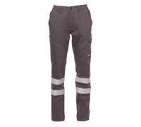 Pantalone Lungo Unisex, multistagione, con Bande Riflettenti in Cat.1 Payper Art. Worker Reflex 100% Cotone in Twill Rinforzato (S, Grigio)