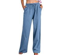 pantalone palazzo donna Pantaloni Ampi da Spiaggia con Elastica in Vita e Tasca Traspiranti Yoga Jogging Pants Tinta Unita per Il Tempo Libero Pantalone Leggeri Comodi Elegante Casual Gamba Larga