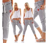 Pantalone puro lino donna casual righe verticali stella rossa APPARM.