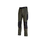 Pantalone U-Power Performance, Modello Atom, Slim Fit Elasticizzato, con Multi_tasche Frontali e Laterali, Tessuto Traspirante, Elastico in Vita, Cerniera di Chiusura (Dark Green_XL)