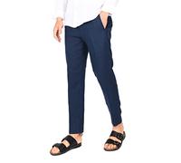 Pantalone Uomo Lino Elegante Pantaloni Capri Estivo Tasca America (52, Blu)