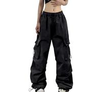 Pantalones de Paracaidismo Cargo de Verano para Mujer, Corte Holgado, Bolsillo Estilo Calle Pantalones MujerComodidad