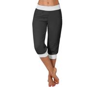 Pantaloni 3/4 Donna Estivi Larghi Pantaloni 3/4 Sportivi Cargo Casual Leggeri Pantaloni Capri Comodi Pantaloni Elasticizzati Cotone Curvy Pinocchietti con Coulisse Pantaloni al Ginocchio Vita Alta