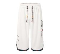 Pantaloni 3/4 in seta di ghiaccio da uomo sciolti stile tradizionale cinese pantaloni capri allenamento estate pantaloncini da uomo con tasche, bianco, 4XL