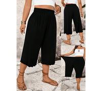 Pantaloni a 3/4 in maglia con vita regolabile, taglie comode per donne Piccola 4XL,Piccola 3XL,Piccola 2XL,Piccola 1XL,Piccola 0XLColore unicoTessuto