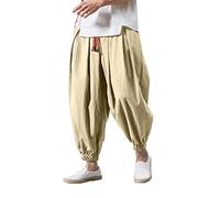 Pantaloni a di Elefante Uomo Tuta Cotone Jogger Classico Alpinismo Felpa Extra Tecnico Croci Safari Pantaloncino Giapponese Decorati Colori Venduti Cinghie Ghetta Sciare Sportive