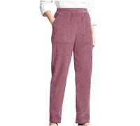 Pantaloni a gamba dritta da donna, in tinta unita, elasticizzati, a vita alta, in velluto a coste, gamba larga, taglie forti, comodi, pantaloni sportivi da palestra per autunno inverno, 2 rossi., XL