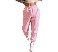 Pantaloni a gamba larga da donna a vita alta pantaloni della tuta per esercizio attivo pantaloni da jogging pantaloni larghi pantaloni casual leggings alti taglie forti, rosa, L