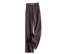Pantaloni A Gamba Larga Da Donna Invernali, Pantaloni Palazzo Vintage A Vita Alta Misto Lana Eleganti Pantaloni Da Ufficio Pantaloni Slip-On Autunno Pantaloni A Gamba Dritta Fondo Con Cintura, Caff