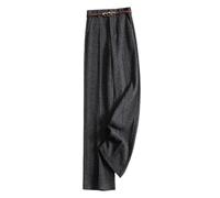 Pantaloni A Gamba Larga Da Donna Invernali, Pantaloni Palazzo Vintage A Vita Alta Misto Lana Eleganti Pantaloni Da Ufficio Business Pantaloni Slip-On Autunno Pantaloni A Gamba Dritta Fondo Con Cintu