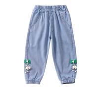 Pantaloni a Gamba Larga in Denim da Ragazza Pantalone Tuta Ragazze Vita Elasticizzata Fashion Bambina Casual per attività all'Aria Aperta Baggy Jeans Y2k 3-15 Anni