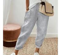 Pantaloni a gamba larga in poliestere per le donne motivo a righe (E M)
