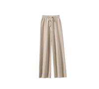 Pantaloni a gamba larga lavorati a maglia,Pantaloni morbidi e caldi a maglia,Pantaloni dritti allentati casual, Cachi chiaro, M