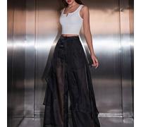 Pantaloni a gamba larga neri estivi alla moda per donna, stile gotico Pitbull da concerto, colore unito, minimalismo streetwear Y2K per primavera, adatti per il pendolarismo e il lavoro L,M,S,XL,XSCol