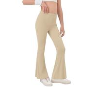 Pantaloni a gamba larga per bambini e ragazze elasticizzati slim fit leggings svasati con fessura pantaloni da scuola a vita alta fondo a campana bootcut pantaloni da yoga per danza casual allenamento