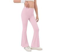 Pantaloni a gamba larga per bambini e ragazze elasticizzati slim fit leggings svasati con fessura pantaloni da scuola a vita alta fondo a campana bootcut pantaloni da yoga per danza casual allenamento