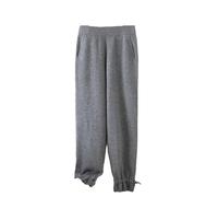 Pantaloni a maglia da donna Autunno Inverno Percent% Lana Merino Caldo Bud Pantaloni Gamba Piccola, grigio, L