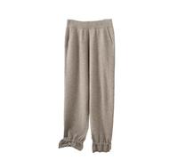 Pantaloni a maglia da donna Autunno Inverno Percent% Lana Merino Caldo Bud Pantaloni Gamba Piccola, Lighttan, L