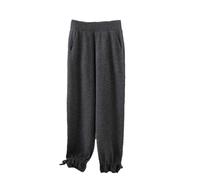 Pantaloni a maglia da donna Autunno Inverno Percent% Lana Merino Caldo Bud Pantaloni Gamba Piccola, Nero , L