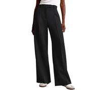 Pantaloni a palazzo da donna, a gamba larga, a vita alta, da lavoro, con tasche, stile casual, estivi, Nero #1, S