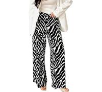 Pantaloni a palazzo da donna con stampa zebrata, a vita alta, drappeggiati, a gamba larga, con tasche, casual, comodi, elasticizzati, per l'uso quotidiano, Multicolore, M