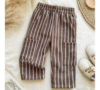 Pantaloni a righe in misto lino per bambino, comodi e versatili per ogni stagione, si abbinano bene a vari top 6-9M,9-12M,12-18M,18-24M,2-3Y,3-6Mquadri,A striscePoliestere