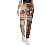 Pantaloni a tema libro personalizzati Regali per le donne Solo una ragazza che ama i libri Nome personalizzato e immagine dei cartoni animati Pantaloni casual, Stile 35., Taglia Unica