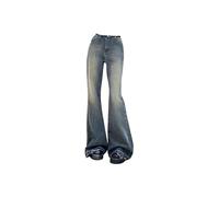 Pantaloni a Zampa a Vita Alta Pantaloni Coreani Slim a Campana per Le Donne Streetwear Y2K Jeans Skinny Vintage per Tutte Le Stagioni Anni '90 KPOP-Blu-S