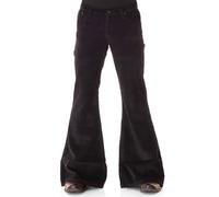 Pantaloni a zampa d’elefante da uomo, in cord, neri, stile anni ‘70, hippie Nero 36W x 32L