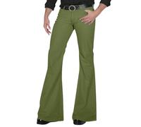 Pantaloni a zampa da uomo anni '70, vintage, a gamba larga, casual, con bottoni, per carnevale, da discoteca, per uomo, in tinta unita, per il tempo libero, per le vacanze, tutti i giorni, Ag., M