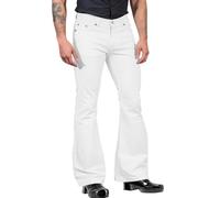 Pantaloni a zampa, da uomo, vintage, a gamba larga, per carnevale, discoteca, lunghi e per il tempo libero, con tasche, club, punk, tinta unita, P bianco., S