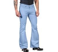 Pantaloni a zampa, da uomo, vintage, a gamba larga, per carnevale, discoteca, lunghi e per il tempo libero, con tasche, club, punk, tinta unita, P azzurro, S
