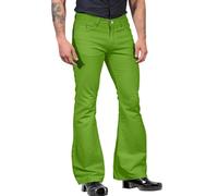 Pantaloni a zampa, da uomo, vintage, a gamba larga, per carnevale, discoteca, lunghi e per il tempo libero, con tasche, club, punk, tinta unita, P verde., S