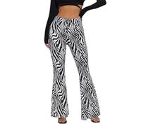 Pantaloni a Zampa d'elefante a Vita Alta con Stampa zebrata, Stampa Animalier alla Moda, vestibilità Slim, Pantaloni Lunghi Leggermente Svasati, Pantaloni da Donna Personalizzati-Stampa zebrata-S