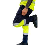Pantaloni ad Alta visibilità - Hi Vis Pantaloni da Uomo con Nastro Riflettente di Sicurezza - Alta visibilità Pantaloni da Lavoro - Hi-Vis Abbigliamento - L