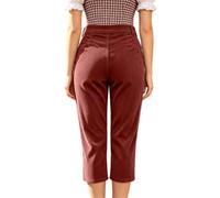 Pantaloni alla caviglia da donna bordeaux con gambe affusolate e vita | I pantaloni rosso e marrone scuro hanno una forma corta ordinata che termina sopra la caviglia, con gambe affusolate e una
