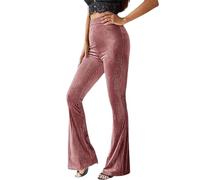 Pantaloni alla moda a vita alta con elastico casual come elegante e confortevole compagno di tutti i giorni da donna, Colore: rosa., M