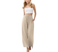 Pantaloni alla Moda per Ragazze Palazzo a Gamba Dritta Cargo da Bambina Leggeri con vestibilità Larga Pantalone Tuta Viaggio Vacanza Casual