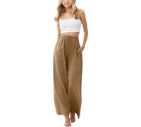 Pantaloni alla Moda per Ragazze Palazzo a Gamba Dritta Cargo da Bambina Leggeri con vestibilità Larga Pantalone Tuta Viaggio Vacanza Casual