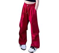 Pantaloni alla Moda per Ragazze Palazzo Lunghi Leggeri da Street Dance Morbido Elastico Vita Y2K Streetwear a Gamba Larga Indossare Tutti i Giorni